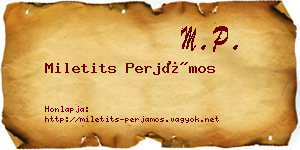 Miletits Perjámos névjegykártya